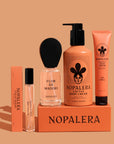 Nopalera skincare and beauty products on a beige background