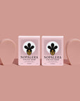 Two Nopalera cactus soap bars on a pink background