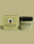 Nopalera cactus body polish jar and box on a beige background