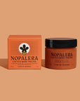 Nopalera Cactus Body Polish  Flor de Madera jar and packaging on a beige background