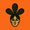 Black abstract face design on an orange background  - Nopalera logo